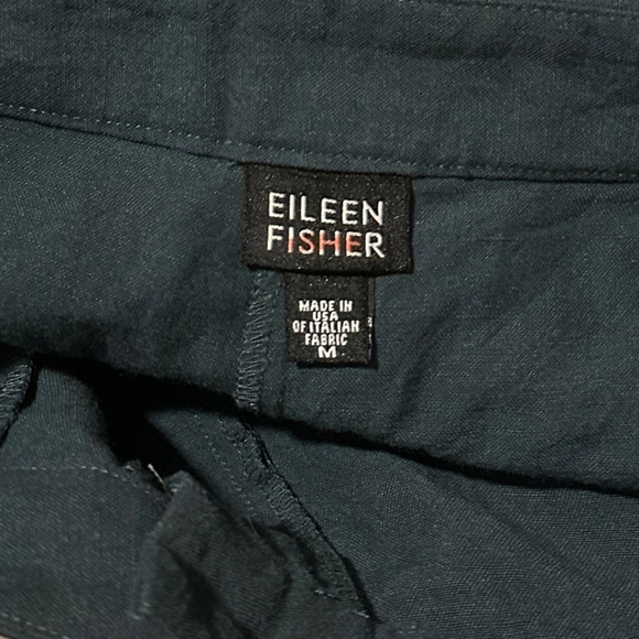 Vintage Eileen Fisher Dark Teal Linen‎ Blend Trousers Women’s Size Medium Boho - Picture 11 of 13